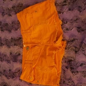 Orange jean shorts